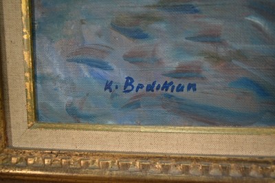 Lot 1316 - Krikor Bedikian (1908-1981) oil on canvas - 'Pecheurs Napolitain', signed, signed and titled verso, 65cm x 55cm, in gilt frame