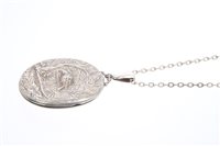 Lot 797 - Victorian Silverer oval locket with embossed...