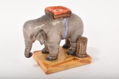 Lot 97 - Continental porcelain inkwell, in the form of an elephant, circa 1850-60