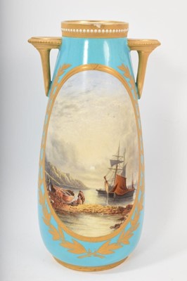 Lot 98 - Royal Worcester turquoise ground vase, printed mark for 1872