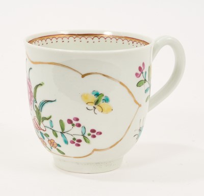 Lot 107 - Worcester coffee cup, outside decorated with flowers issuing from an iron red cornucopia, circa 1762. Provenance; Albert Amor