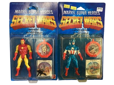 Lot Mattel (c1984) Marvel Super Heroes Secret Wars 4" action figure with his secret shield Iron Man No.7206, Dr. Octopus No.7213, Magneto No.7211, Kant No.7212 & Captain America No.205, plus dua...