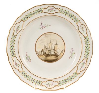 Lot 124 - Derby ‘moonlight’ plate, probably painted by John Brewer, circa 1795