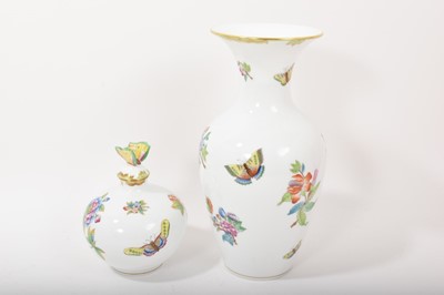 Lot 125 - Herend vase and a scent bottle and stopper