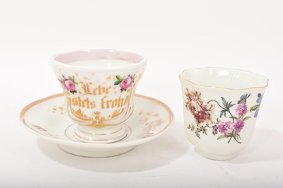 Lot 161 - 18th century Meissen cup and a Continental porcelain cup and saucer