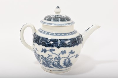 Lot 138 - Plymouth teapot and cover, circa 1770, with painted mark for the porcelain repairer ‘Coombes, Queen Street, Bristol’ and dated 1801