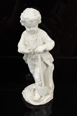 Lot 150 - Meissen figure of child gardener, in the white, circa 1765-70 Provenance; Yvonne Adams Antiques