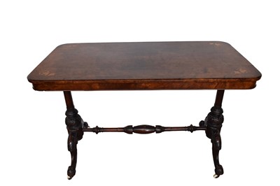 Lot 1208 - Victorian burr walnut stretcher table