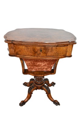 Lot 1213 - Victorian burr walnut sewing table