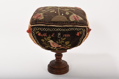 Lot 672 - 19th century handmade pin cushion dated 1838