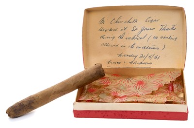 Lot 72 - The Right Hon. Sir Winston Churchill, 1950s Havana cigar partly smoked by the statesman