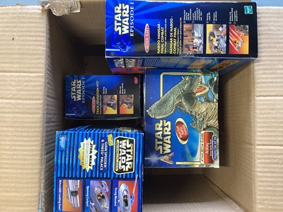 Lot 57 - Hasbro Star Wars Limited Edition Gian Speeder & Theed Palace, Acklay, Episode 1 Action Fleet and Mattel Hot Wheels diecast Space Ships etc (2 boxes)