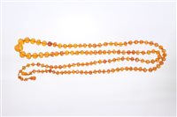 Lot 807 - Old amber necklace with a string of graduated...