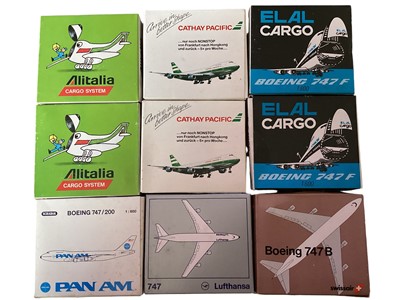 Lot 59 - Diecast boxed selection of Aircraft models manufacturers include Shabaka & Sabena and airlines Lufthansa, Martinair, Malaysian airline system, United Airlines & others (60+)