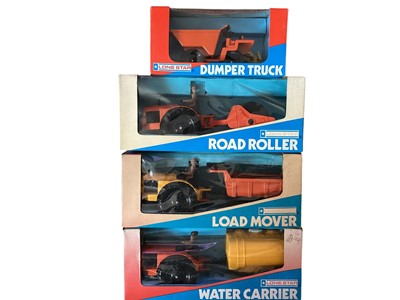 Lot 60 - Diecast boxed selection of Lone Star models including Water Carrier, Road Roller, Dumper Truck Load Mover and Major Series blister packs Milk Tanker, Heavy Haulage lorry, Sand Quarries Scraper (...