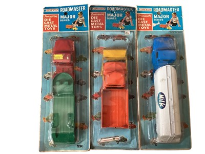 Lot 60 - Diecast boxed selection of Lone Star models including Water Carrier, Road Roller, Dumper Truck Load Mover and Major Series blister packs Milk Tanker, Heavy Haulage lorry, Sand Quarries Scraper (...