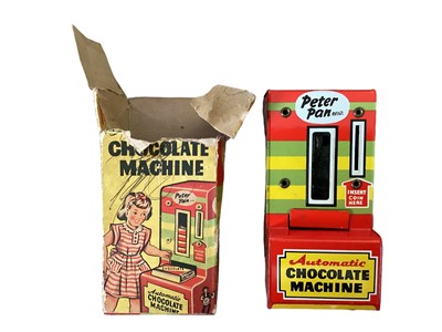 Lot 62 - Tinplate Cragstan Overland Stage Coach battery operated, Peter Pan Automatic chocolate machine, Two Performing Monkiees and some friction cars (qty)