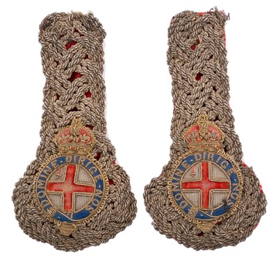 Lot 17 - Pair Edwardian / King George V Lieutenant of the Corporation of the City of London embroidered epaulettes