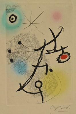 Lot 1384 - *Joan Miró (1893-1983) etching with aquatint in colours - Ponts Suspendus (Bridges in Suspense), 1964, signed and numbered 2/100