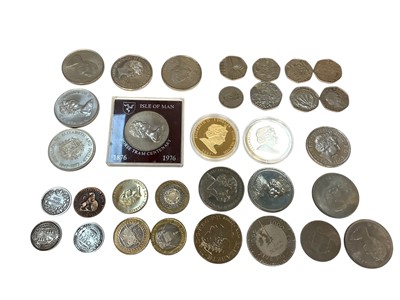 Lot 575 - G.B. - Mixed coins to include cupro-nickel Five Pound coins x 7, silver Shillings George IV 1824 VG, William IV AF, Victoria JH F & other issues (Qty)