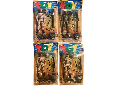 Lot 65 - Tiny Tuffys Commando & Infantry action figures, on card with bubblepack, Lion Rock (c1981) Combat Man WWII 6 1/2" action figures German Mountain Troope...