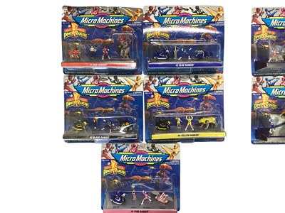 Lot 67 - Galoob (c1994) Mighty Morphin Power Rangers Micro Machines No.74700 (x5) & No.74710 (x3) (Complete Set), plus (c1991) Military Vehicle 13C-C5710 transforms into base