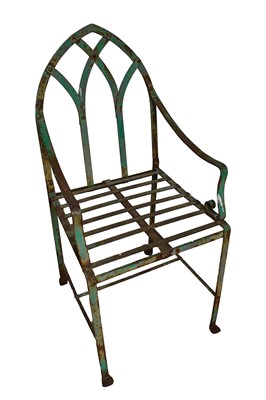 Lot 1235 - Antique Gothic wrought iron garden chair