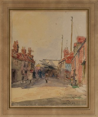 Lot 1443 - *James McBey (1883-1959) watercolour - Gosport, signed dated March 1923 and inscribed, 31cm x 24cm, in glazed gilt frame