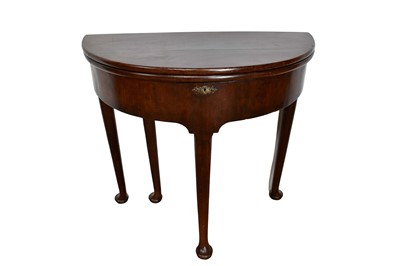 Lot 1194 - Mid 18th century walnut demi-lune side table