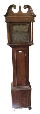 Lot 663 - 18th century oak longcase clock of diminutive proportions, with associated movement