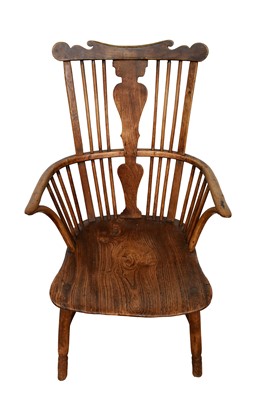 Lot 1195 - Rare 18th century ash and elm comb back Windsor chair