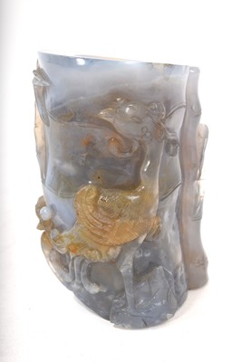 Lot 876 - 19th century Chinese chalcedony trunk vase