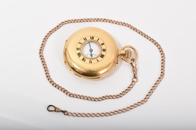 Lot 591 - Gentlemens 18ct gold minute repeating half hunter pocket watch