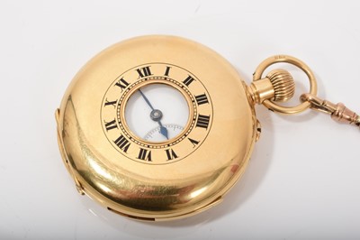 Lot 591 - Gentlemens 18ct gold minute repeating half hunter pocket watch