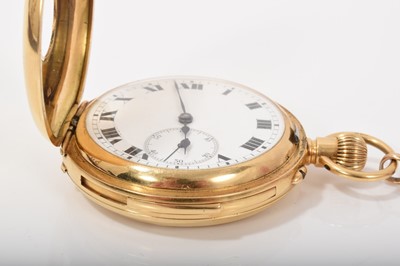 Lot 591 - Gentlemens 18ct gold minute repeating half hunter pocket watch