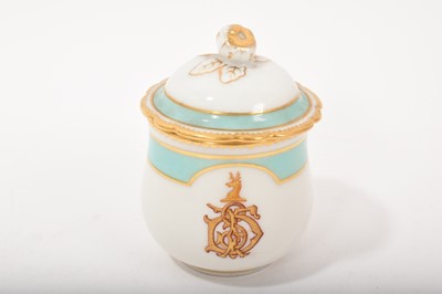 Lot 157 - Paris porcelain custard cup and cover, with crest and monogram, circa 1870