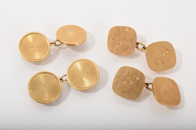 Lot 480 - Pair of 1920s 18ct gold cufflinks together with one other pair of gold cufflinks