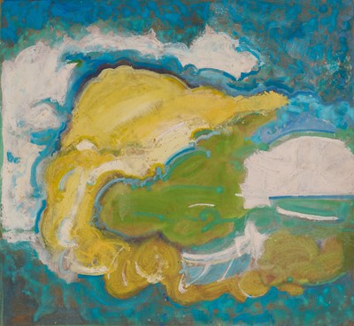 Lot 1354 - *Leo Davy (1924-1987) oil and gouache on board - Headland, 1977, 39.5cm x 42cm, unframed