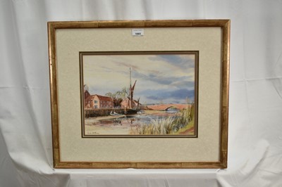 Lot 1060 - *Leslie Lancelot Hardy Moore (1907-1997) watercolour - River Alde, Snape Bridge, signed, titled verso, 27cm x 37cm, in glazed gilt frame