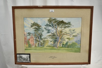Lot 1066 - James William Lowther, 1st Viscount Ullswater (1855-1949) watercolour - 'Campsea Ashe', dated Oct. '46, 32cm x 51cm, in glazed frame.