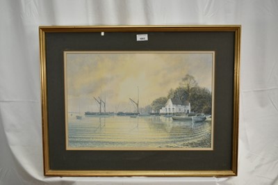 Lot 1065 - Michael Pettersson (b.1939) watercolour, Pin Mill, signed and dated '83, 34cm x 51cm, in glazed gilt frame