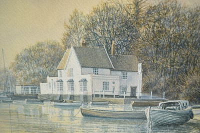 Lot 1065 - Michael Pettersson (b.1939) watercolour, Pin Mill, signed and dated '83, 34cm x 51cm, in glazed gilt frame