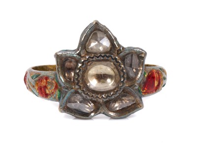 Lot 512 - Antique Indian diamond and enamel ring