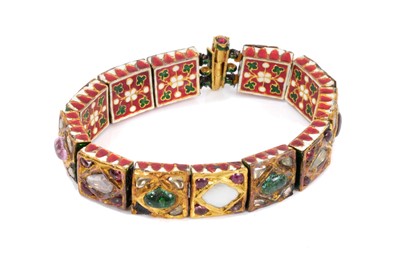 Lot 513 - Antique multi gem and enamel bracelet