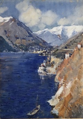 Lot 18 - George Wyne Apperley (1884 -1960) watercolour - Italian Lake, signed, 35cm x 25cm, in glazed frame