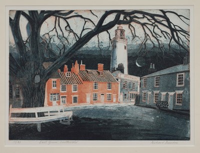 Lot 1052 - *Richard Bawden (1936-2024) signed limited edition etching and aquatint - 'East Green, Southwold', 10/85