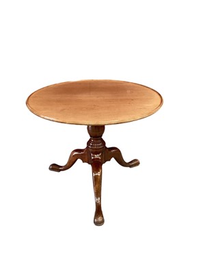 Lot 1167 - Mid 18th century mahogany occasional table, with dished circular top raised on tripod cabriole base and pad feet, reduced in height, 70.5cm diameter