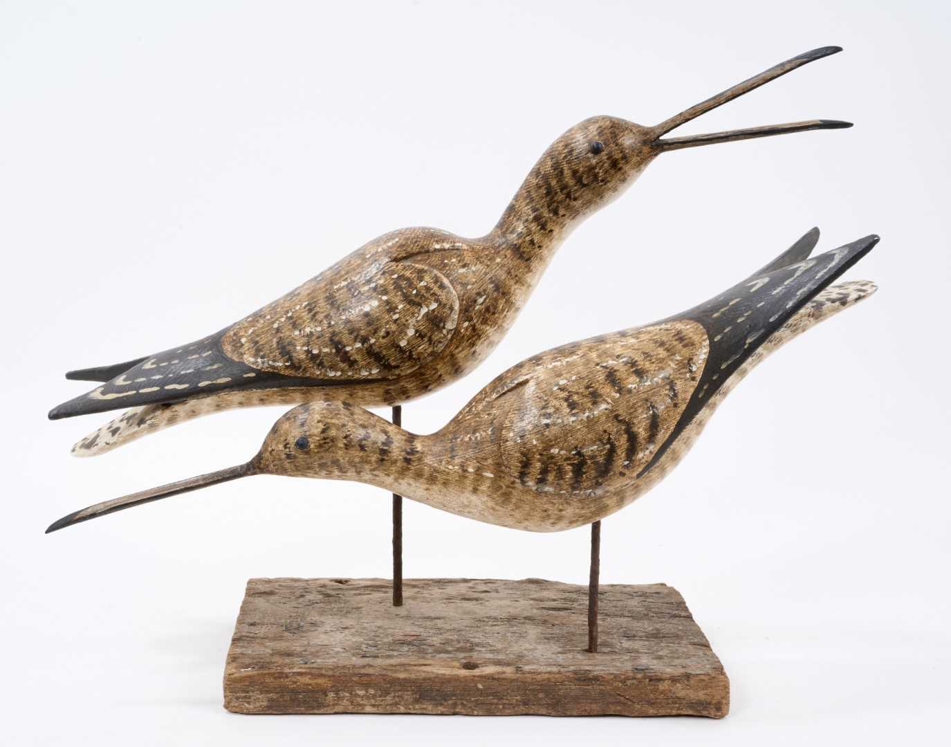 Lot 899 - Stephen Henderson (b. 1956), driftwood and carved sculpture - Pair of Greenshank