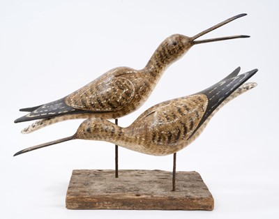 Lot 899 - Stephen Henderson (b. 1956), driftwood and carved sculpture - Pair of Greenshank