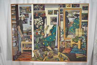 Lot 994 - Lynn Bushell (b.1946) oil on canvas - The Artists Studio, 91.5cm x 122cm, framed.